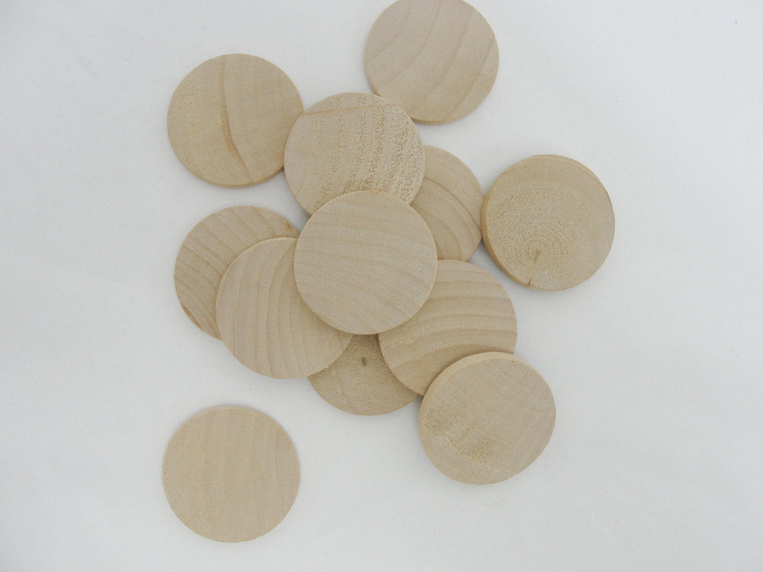 12 Domed Wooden Circles, 1 Inch Domed Disc, 1 Domed Wood Disk 3/16 Thick  Unfinished DIY 