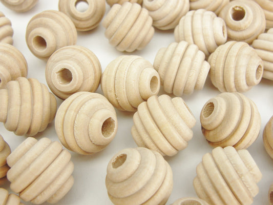 Wood beehive beads 5/8" with a 3/16" hole - Wood parts - Craft Supply House