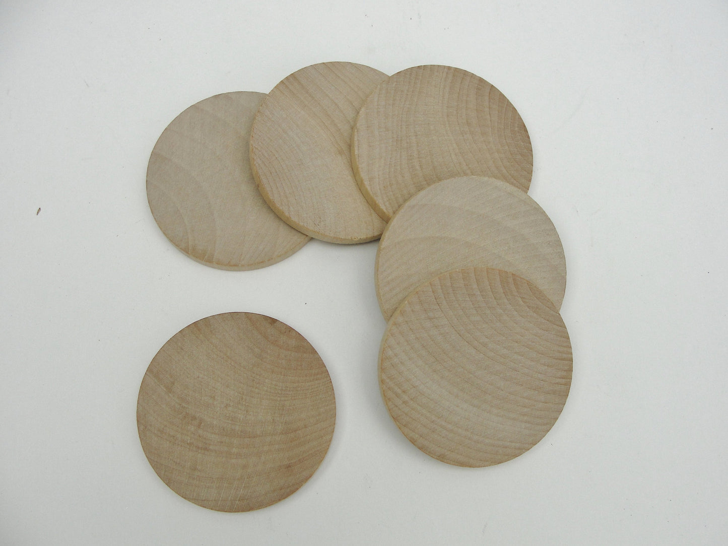 Round Wooden Discs 5 inch, Pack of 4 Unfinished Wood Coasters for