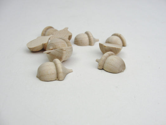 Miniature split wooden acorns, tiny acorns set of 10 Unfinished DIY