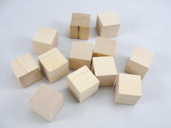 Unfinished 1" Small wooden one inch wooden blocks. Choose q Craft Supply House