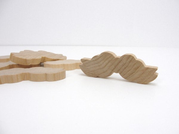 Wooden mustache, wooden bow, set of 6 - Wood parts - Craft Supply House